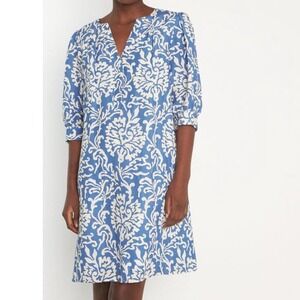 Maison 123 Blue White Linen Blend Shift Dress Size 44